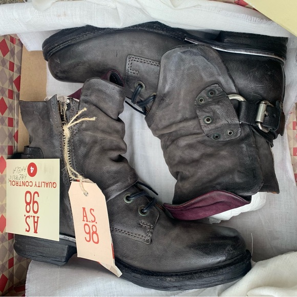 A.S.98 size 37, 6.5-7, LEATHER ANKLE BOOTS dark gray smoke color, airstep Simon - Picture 8 of 9